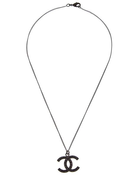 chanel metallic black tone crystal necklace
